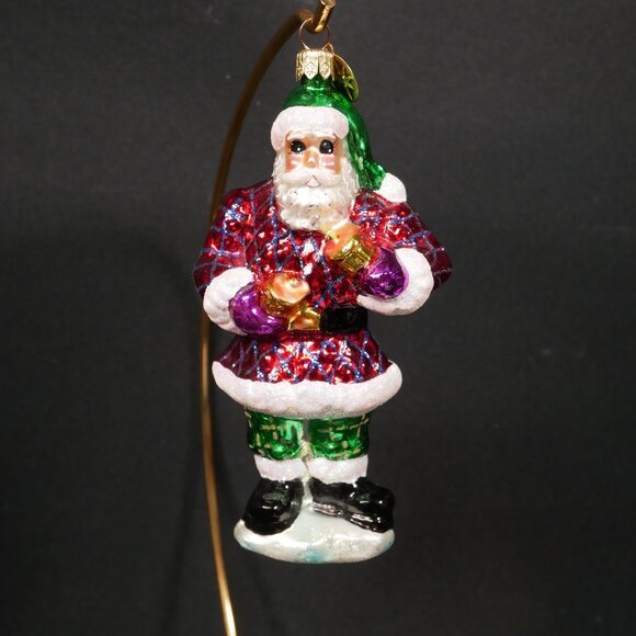 Christopher Radko Other - Christopher Radko Santa Claus Glass Ornament with Green Hat and Multicolor Coat
